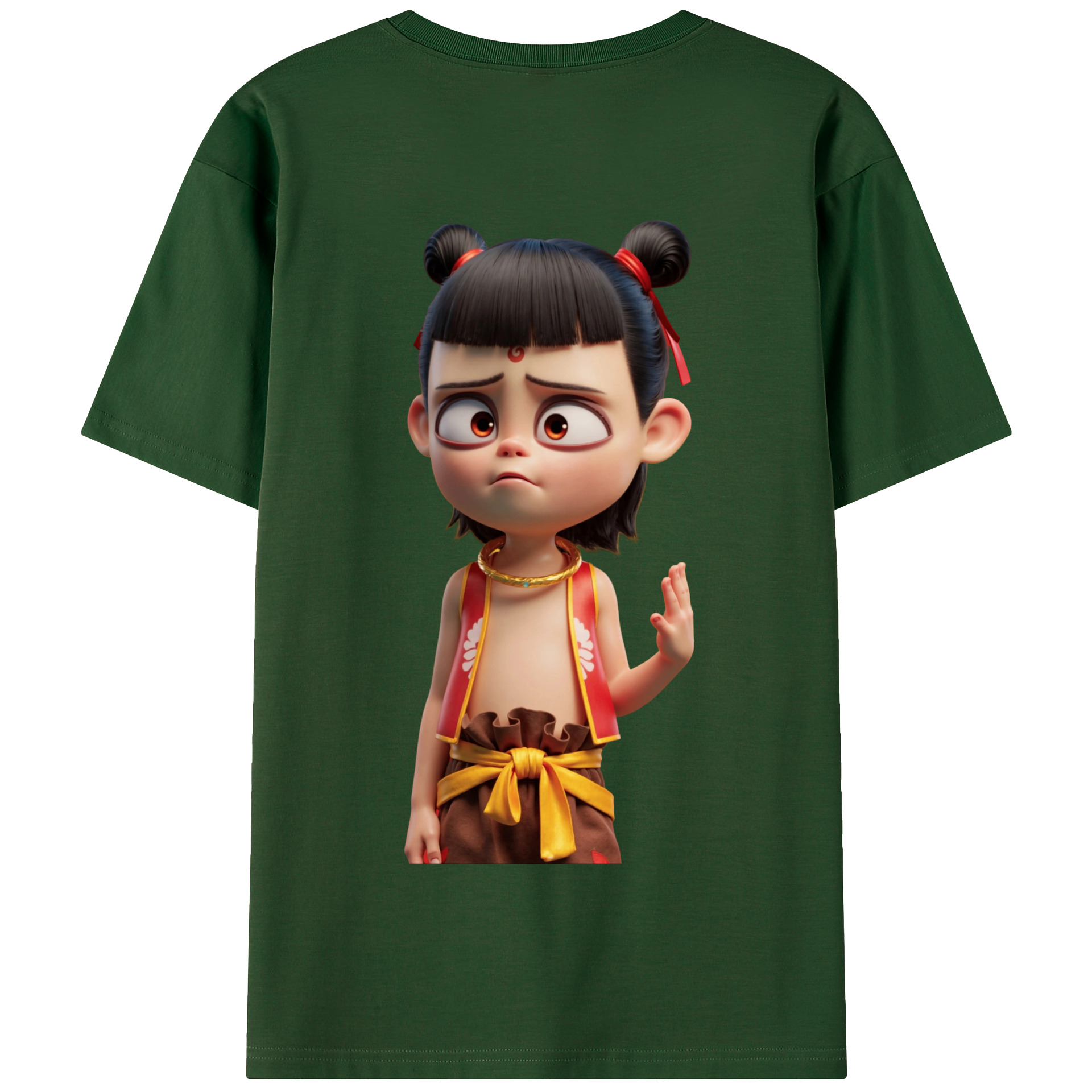 （画像用） Ne Zha 2 ナタ 魔童の大暴れ 綿100％半袖Tシャツ（背面プリント）